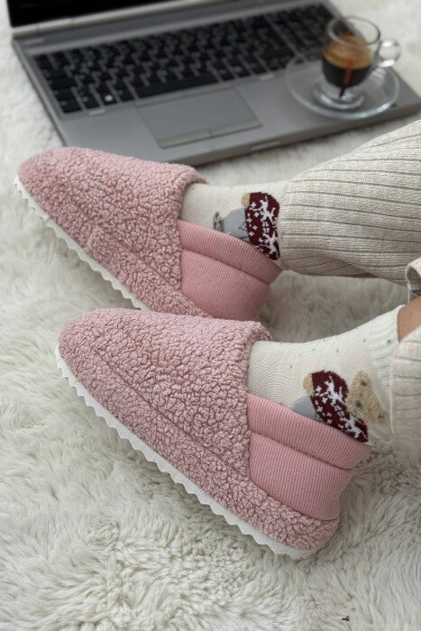 ONE COLOR TEDDY WOMEN SLIPPERS PINK/ROZE 