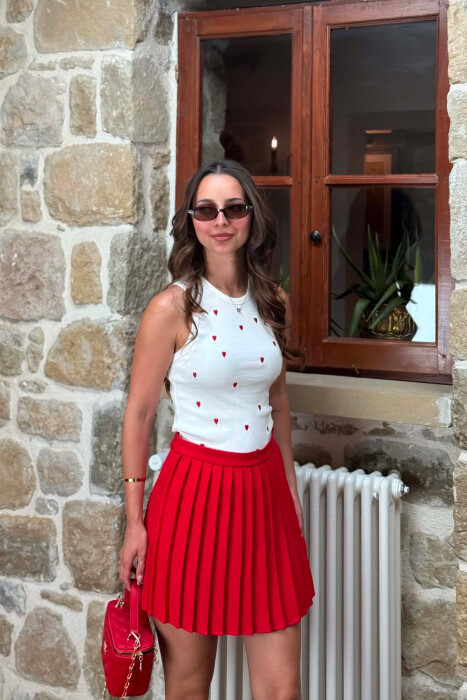 ONE COLOR TENNIS WOMEN SKORT RED/E KUQE - 4
