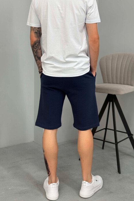 ONE COLOR TEXTURED MEN SHORT SWEATPANTS BLUE/BLU - 3