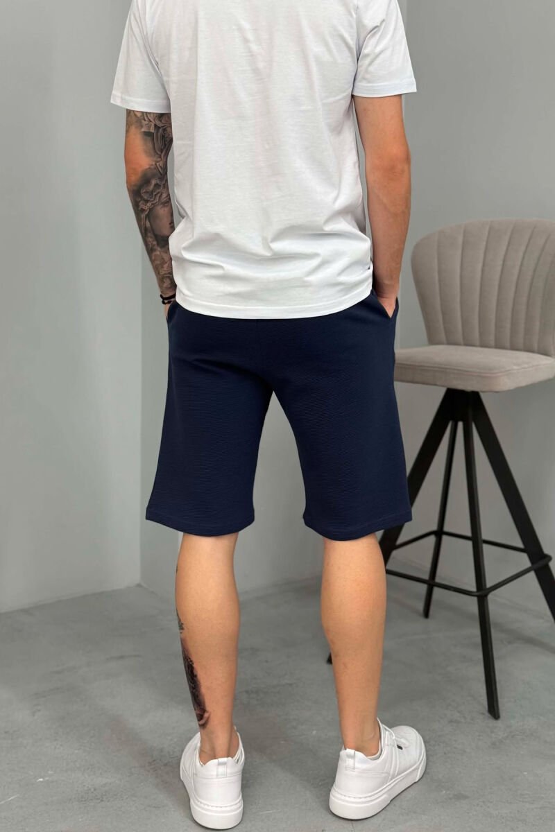 ONE COLOR TEXTURED MEN SHORT SWEATPANTS BLUE/BLU - 3