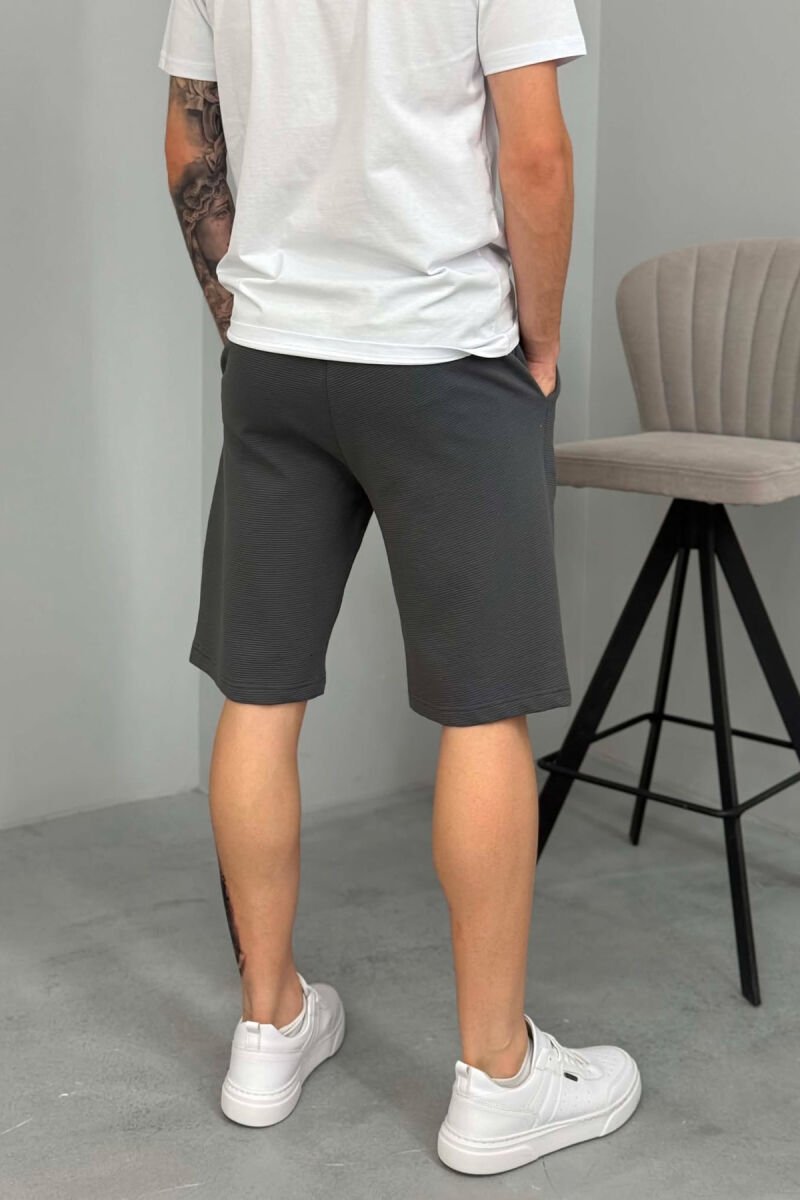 ONE COLOR TEXTURED MEN SHORT SWEATPANTS DARK GREY/GEE - 3