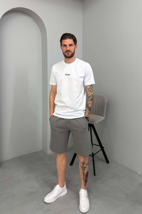 ONE COLOR TEXTURED MEN SHORT SWEATPANTS GREY/GRI 