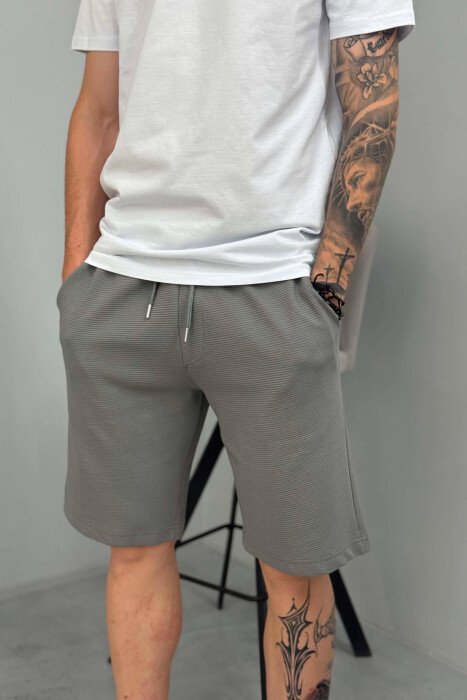 ONE COLOR TEXTURED MEN SHORT SWEATPANTS GREY/GRI - 2