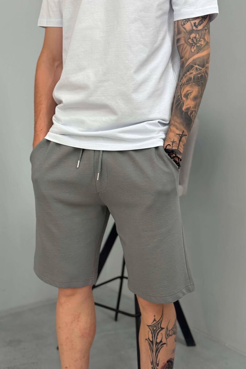 ONE COLOR TEXTURED MEN SHORT SWEATPANTS GREY/GRI - 2