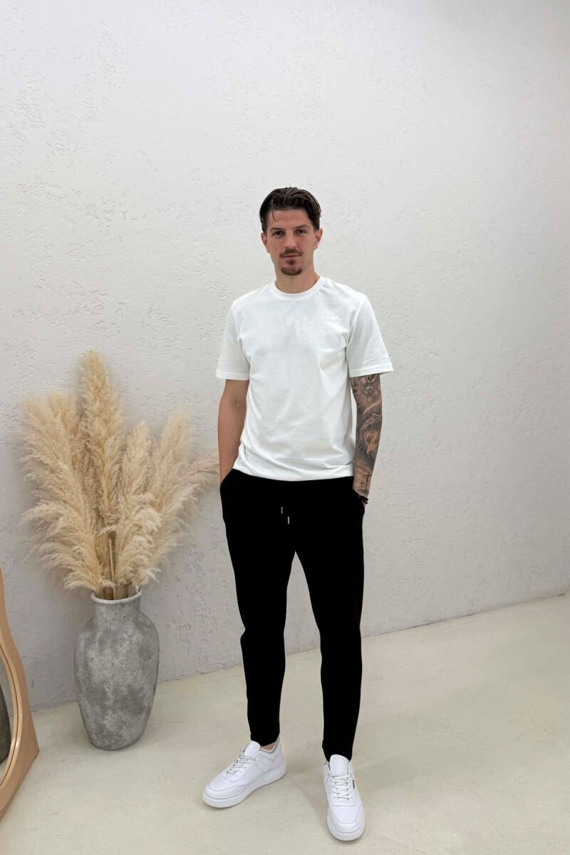 ONE COLOR TEXTURED MEN SWEATPANTS BLACK/ E ZEZE - 1