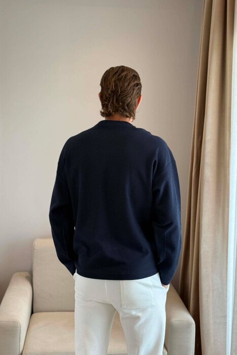 ONE COLOR TEXTURED MEN SWEATSHIRT BLUE/BLU - 2