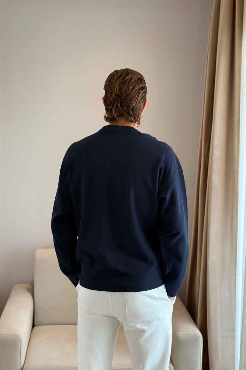 ONE COLOR TEXTURED MEN SWEATSHIRT BLUE/BLU - 2