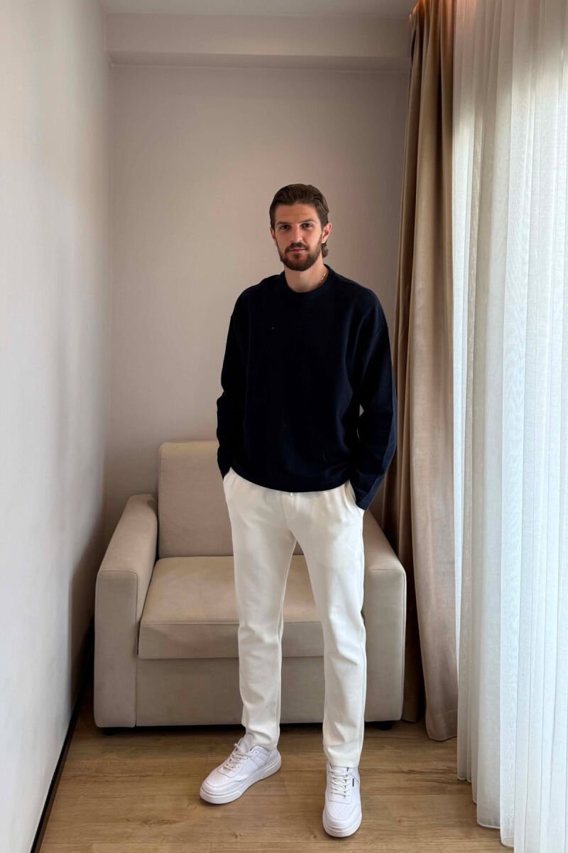 ONE COLOR TEXTURED MEN SWEATSHIRT BLUE/BLU - 4