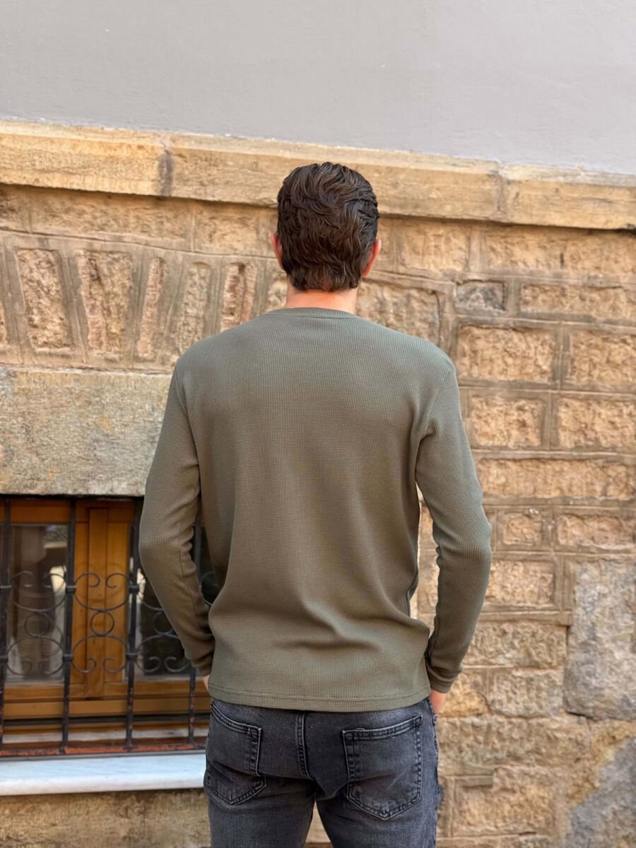 ONE COLOR TEXTURED MEN SWEATSHIRT GREEN/JESHILE - 4