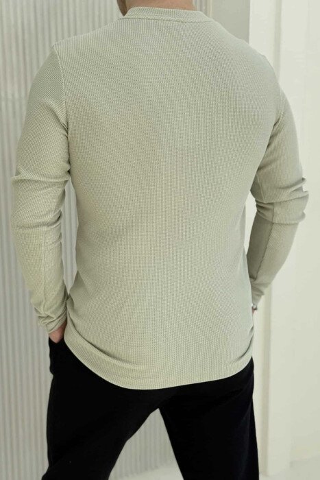 ONE COLOR TEXTURED MEN SWEATSHIRT MINT/MENTE - 3