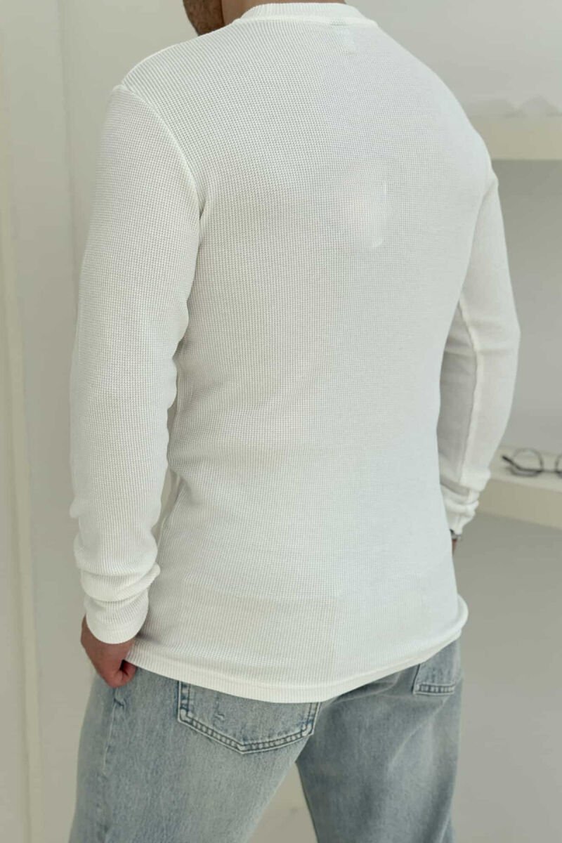 ONE COLOR TEXTURED MEN SWEATSHIRT WHITE-E BARDHE - 3