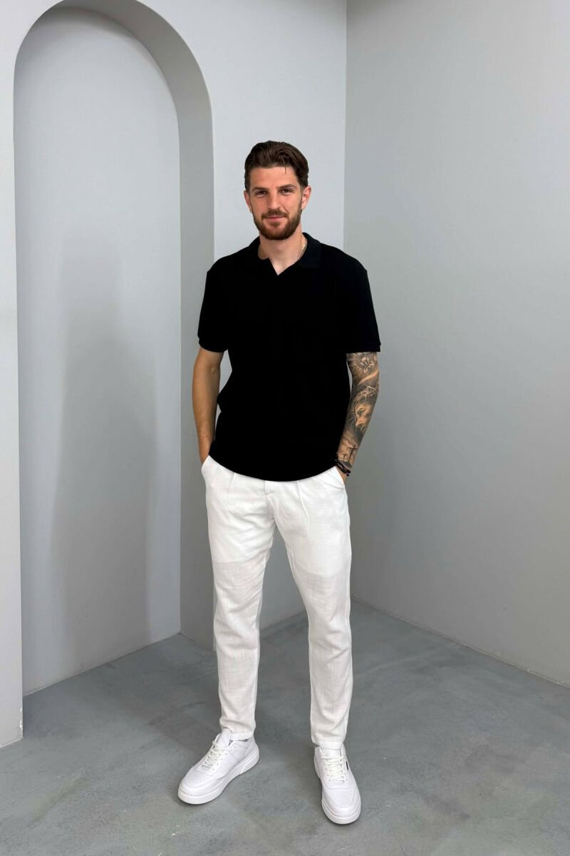 ONE COLOR TEXTURED MEN T-SHIRT BLACK/ E ZEZE - 3