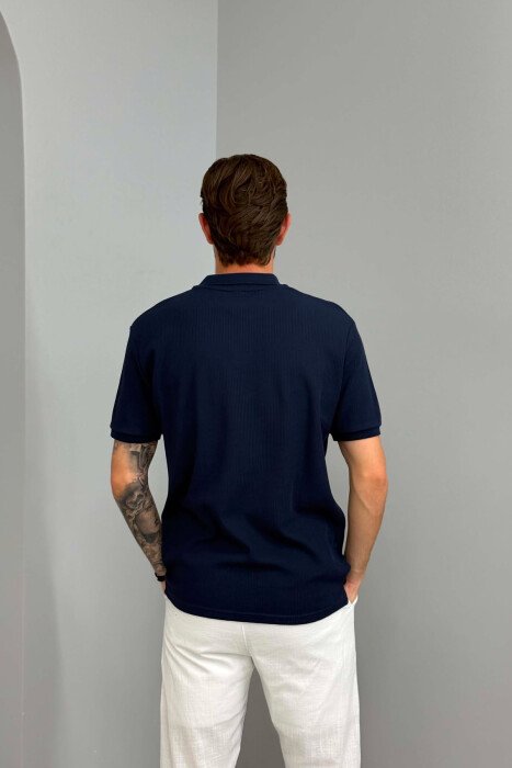 ONE COLOR TEXTURED MEN T-SHIRT BLUE/BLU - 2