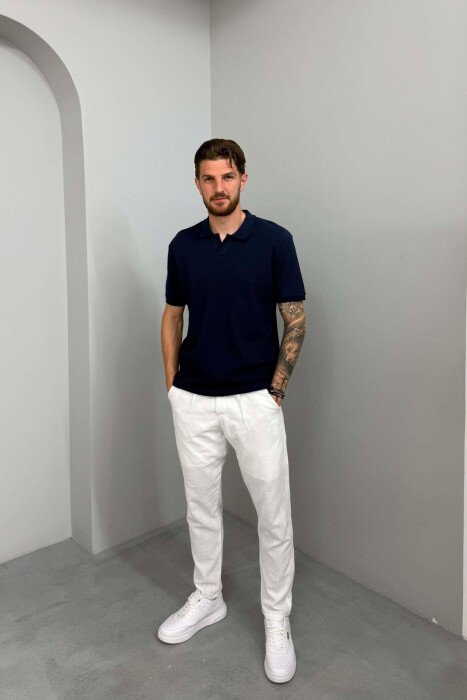 ONE COLOR TEXTURED MEN T-SHIRT BLUE/BLU - 3