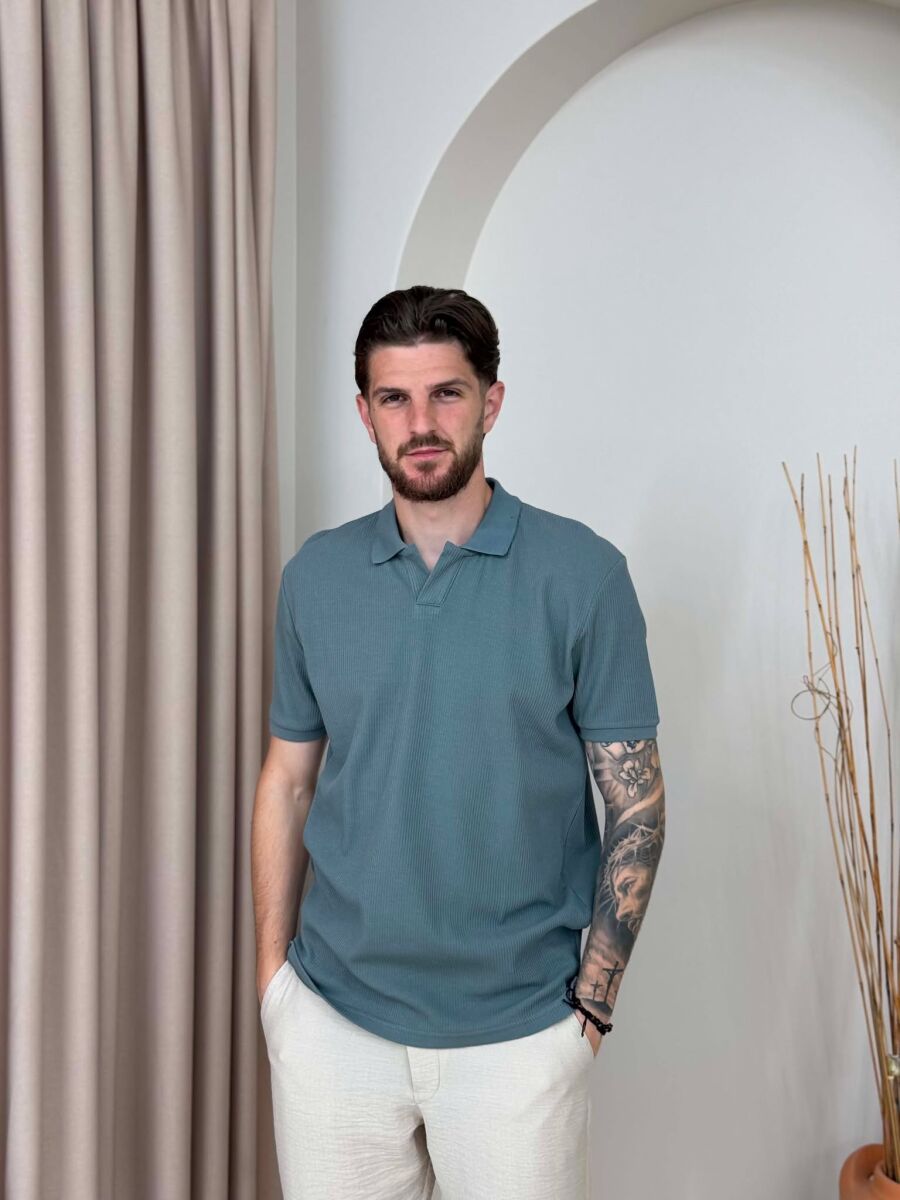ONE COLOR TEXTURED MEN T-SHIRT GREY/GRI - 1