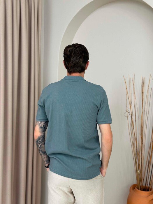 ONE COLOR TEXTURED MEN T-SHIRT GREY/GRI - 2