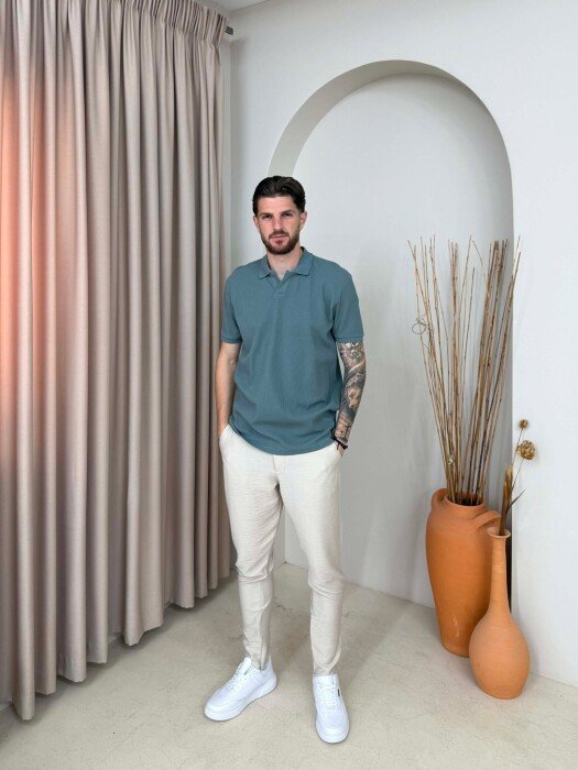 ONE COLOR TEXTURED MEN T-SHIRT GREY/GRI - 3