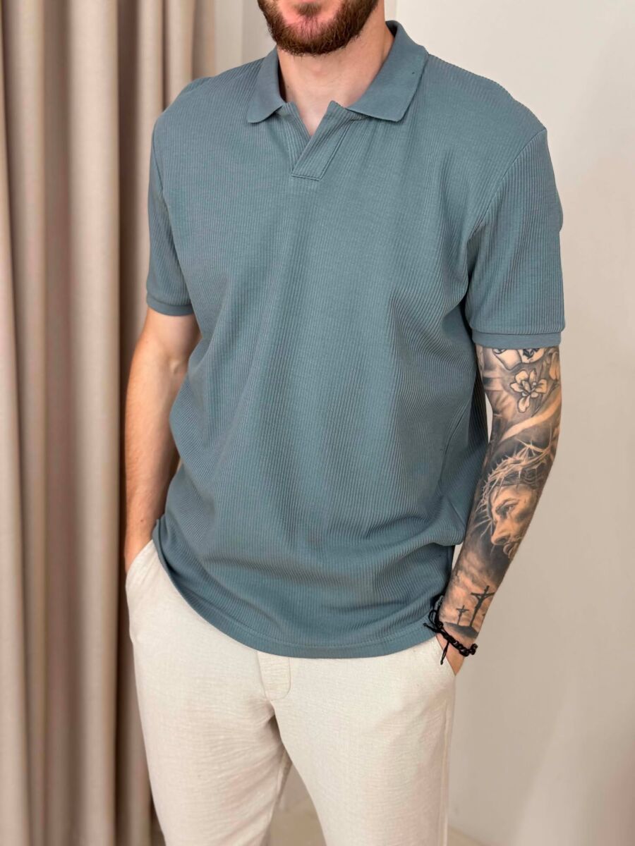 ONE COLOR TEXTURED MEN T-SHIRT GREY/GRI - 4