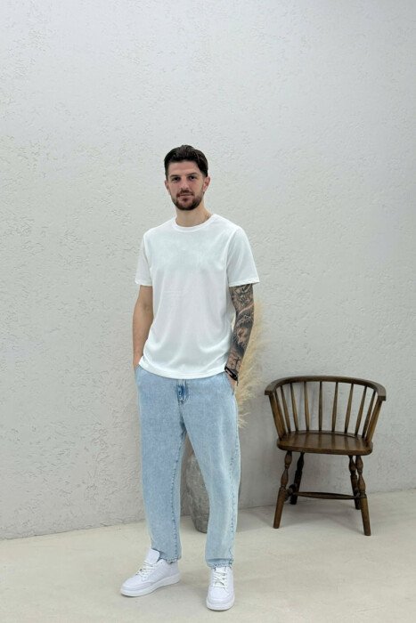 ONE COLOR TEXTURED MEN T-SHIRT WHITE-E BARDHE - 2
