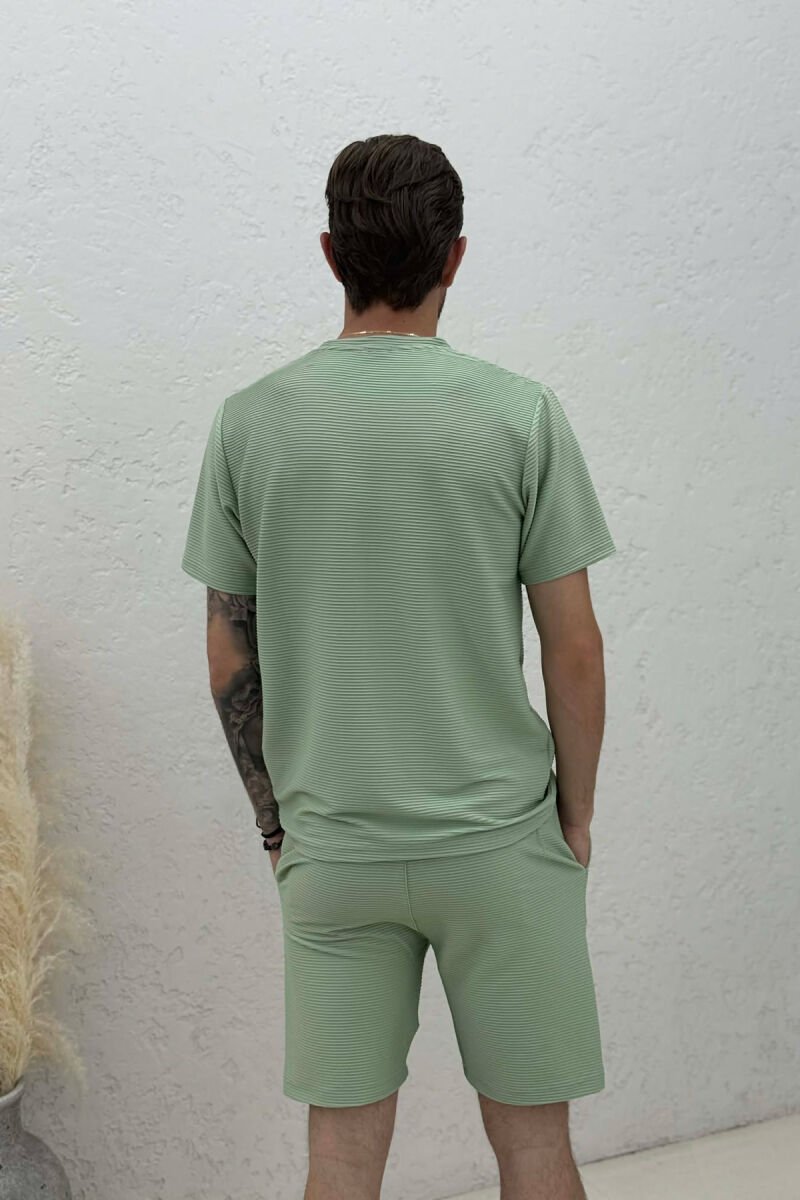 ONE COLOR TEXTURED SHIRT + SHORTS MEN SET MINT/MENTE - 4