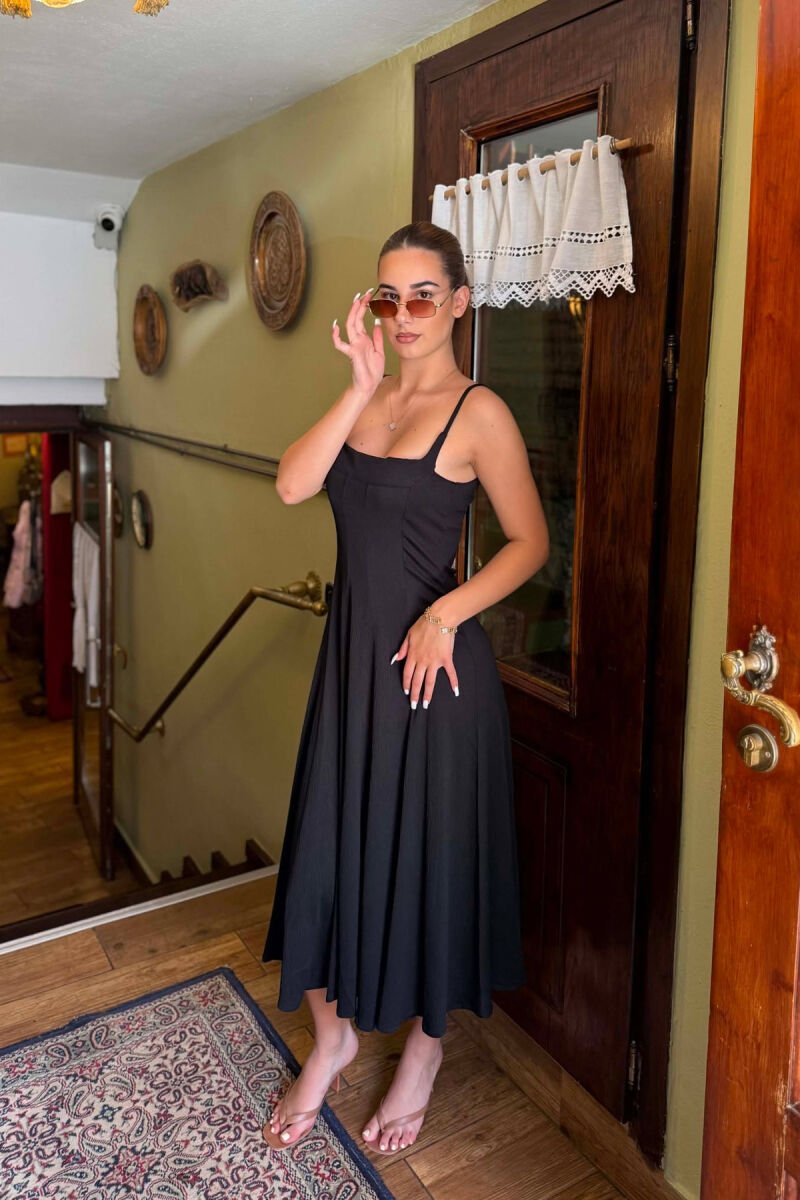 ONE COLOR TEXTURED WOMAN DRESS BLACK/ E ZEZE - 5