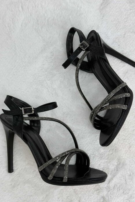 ONE COLOR THIN HIGH HEEL WOMEN SANDAL BLACK/ E ZEZE - 3