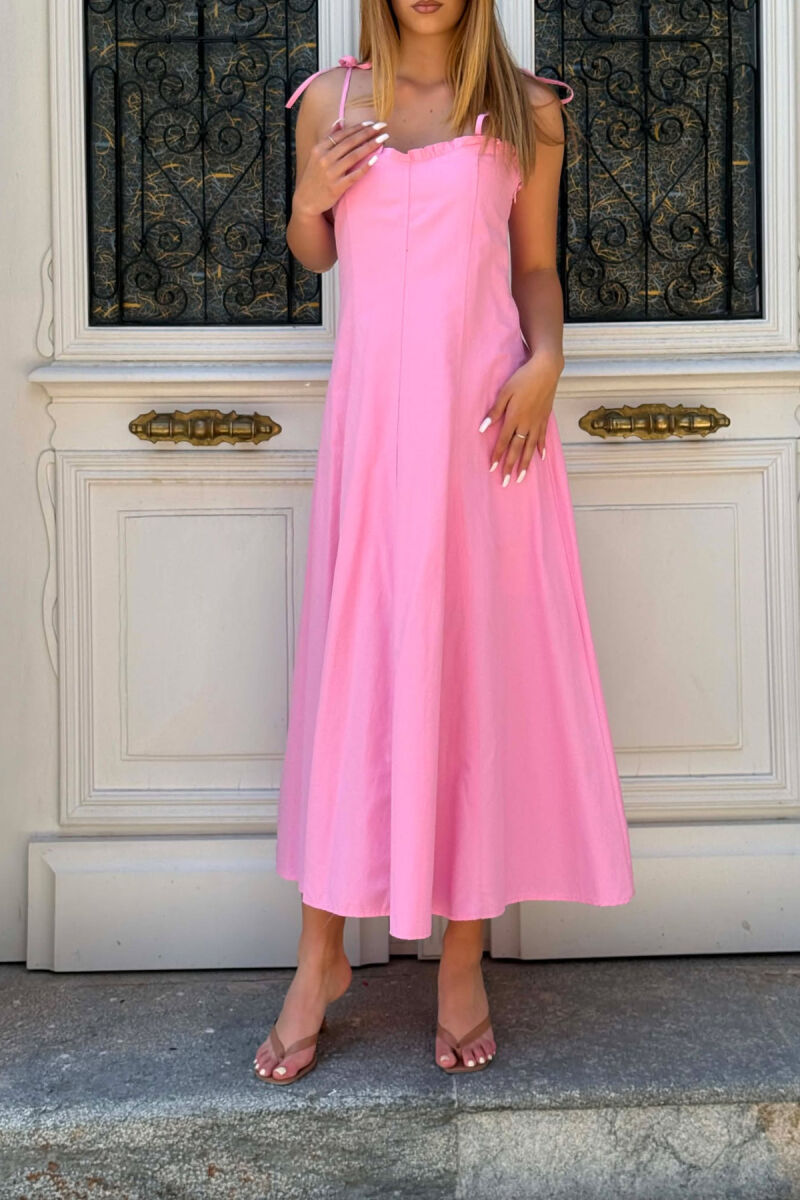 ONE COLOR THIN STRAPS WOMAN DRESS BABY PINK/ROZB - 2
