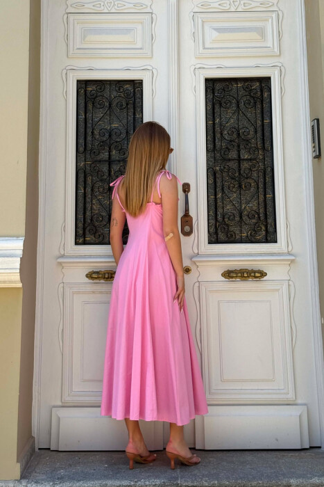 ONE COLOR THIN STRAPS WOMAN DRESS BABY PINK/ROZB - 4