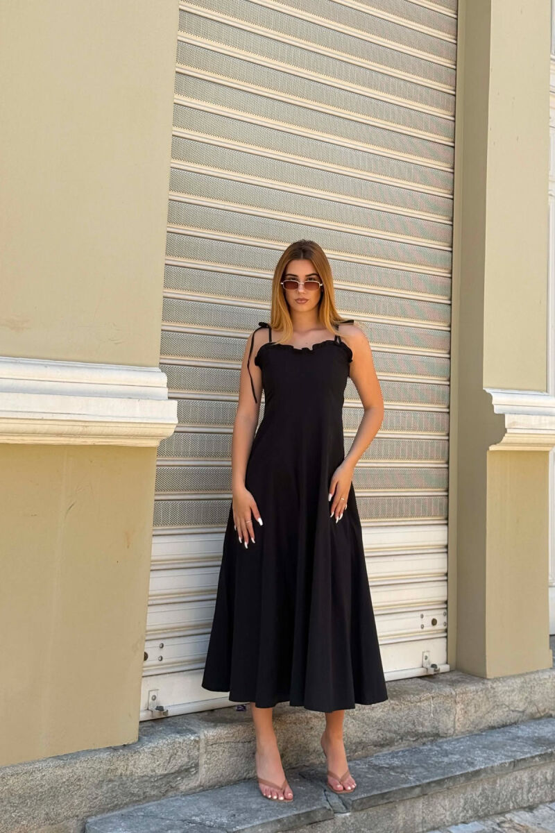 ONE COLOR THIN STRAPS WOMAN DRESS BLACK/ E ZEZE - 1