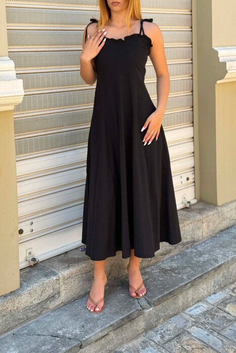 ONE COLOR THIN STRAPS WOMAN DRESS BLACK/ E ZEZE - 2