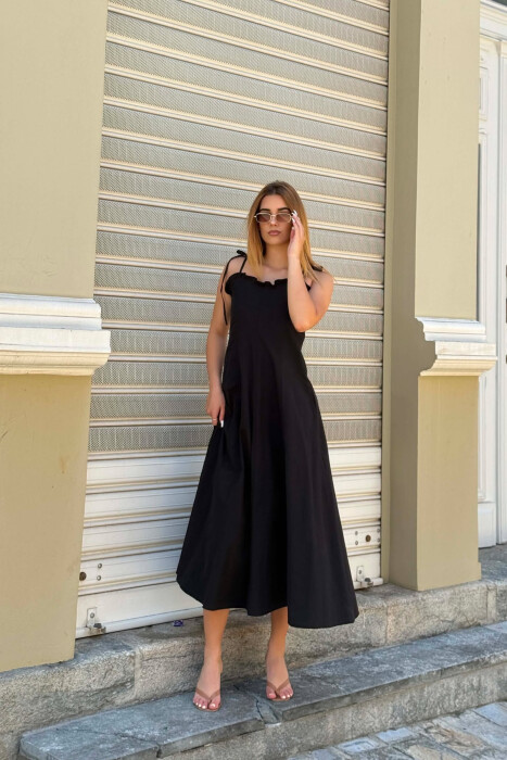 ONE COLOR THIN STRAPS WOMAN DRESS BLACK/ E ZEZE - 3