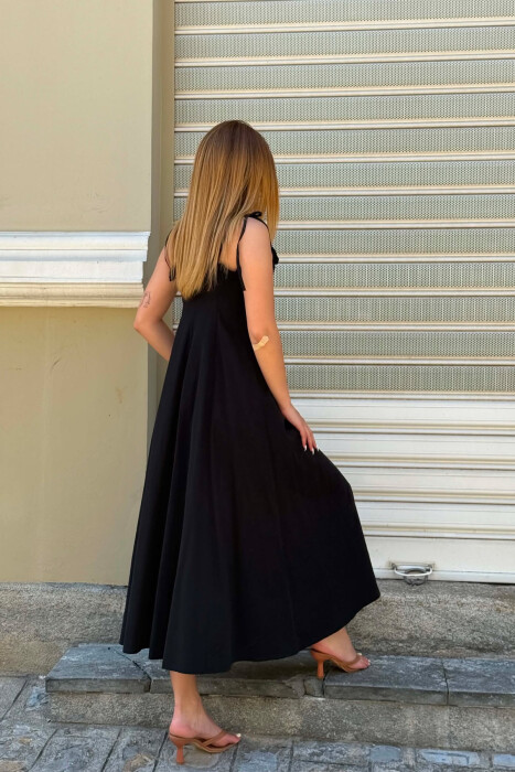 ONE COLOR THIN STRAPS WOMAN DRESS BLACK/ E ZEZE - 4