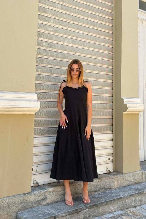 ONE COLOR THIN STRAPS WOMAN DRESS BLACK/ E ZEZE - 5