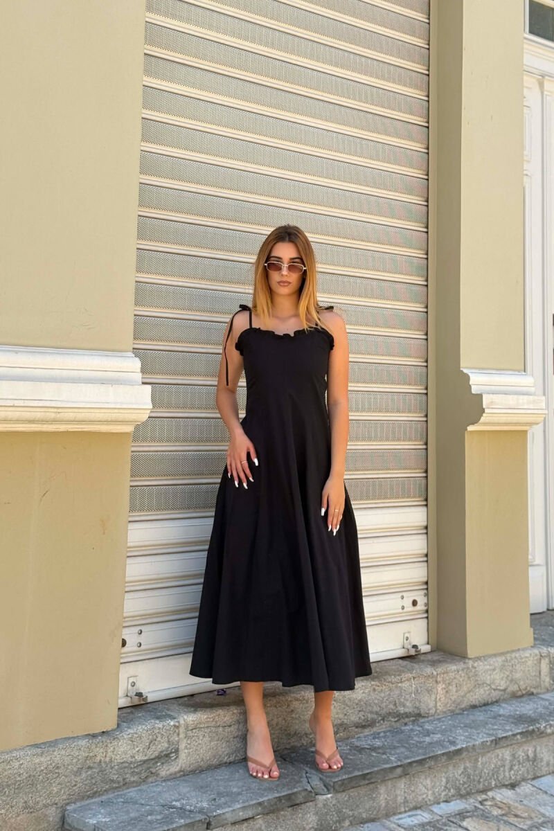ONE COLOR THIN STRAPS WOMAN DRESS BLACK/ E ZEZE - 5