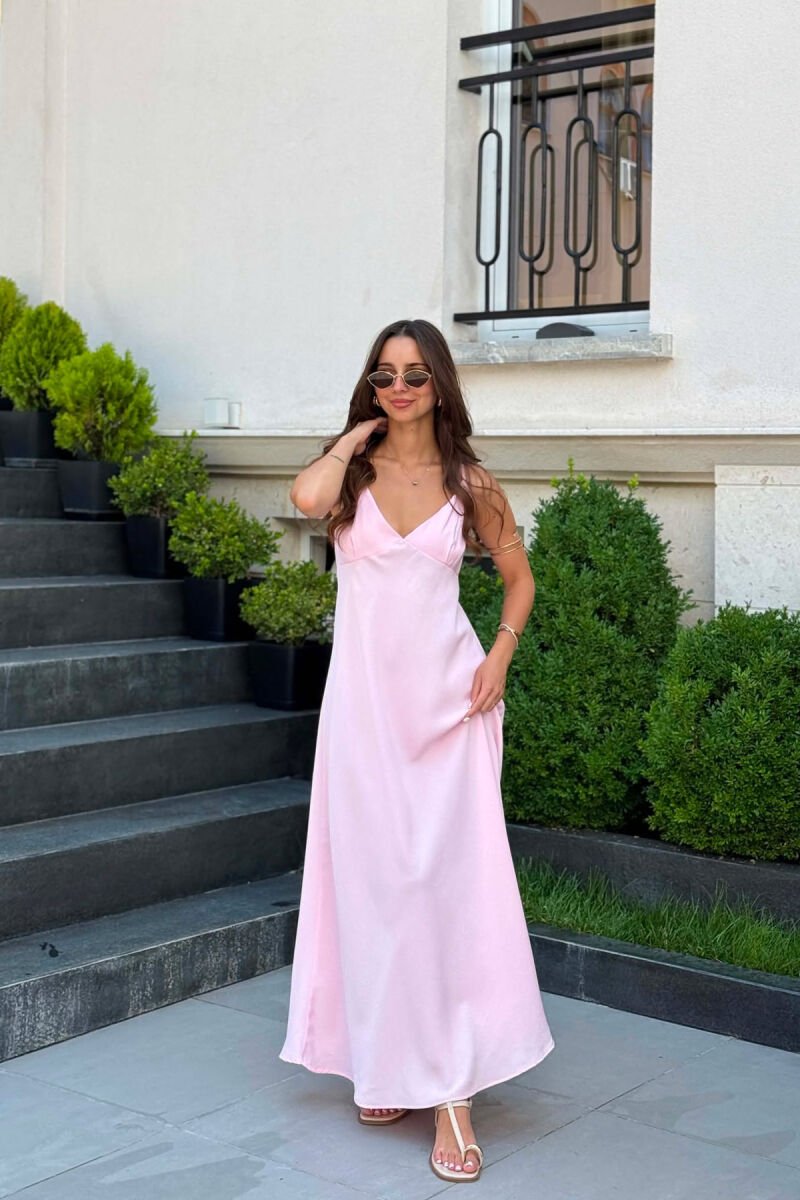 ONE COLOR THIN STRAPS WOMAN DRESS PINK/ROZE - 1