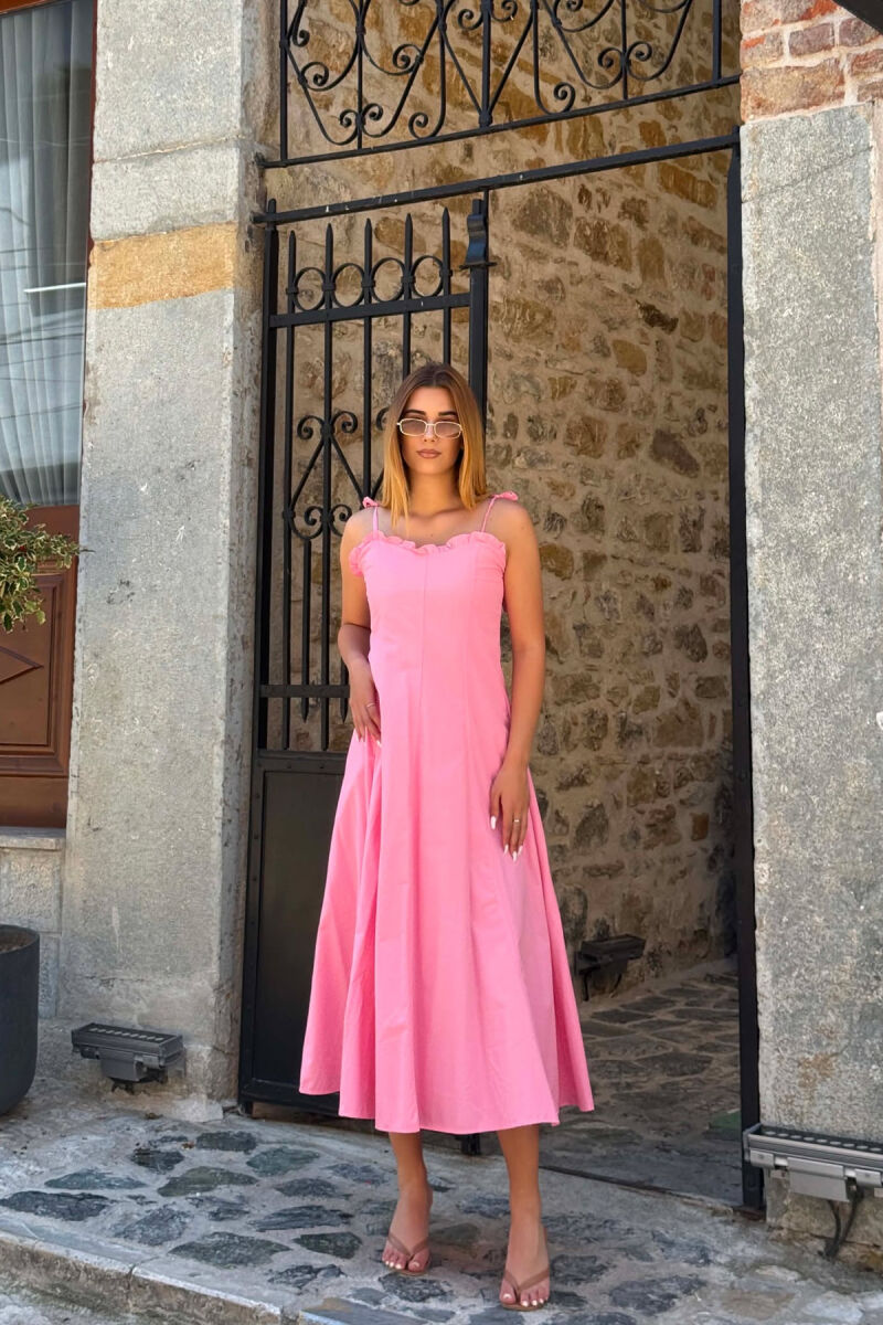 ONE COLOR THIN STRAPS WOMAN DRESS PINK/ROZE - 1