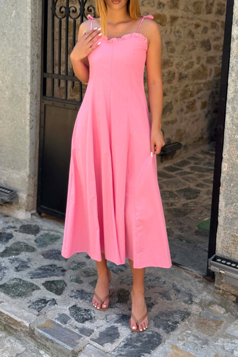 ONE COLOR THIN STRAPS WOMAN DRESS PINK/ROZE - 2