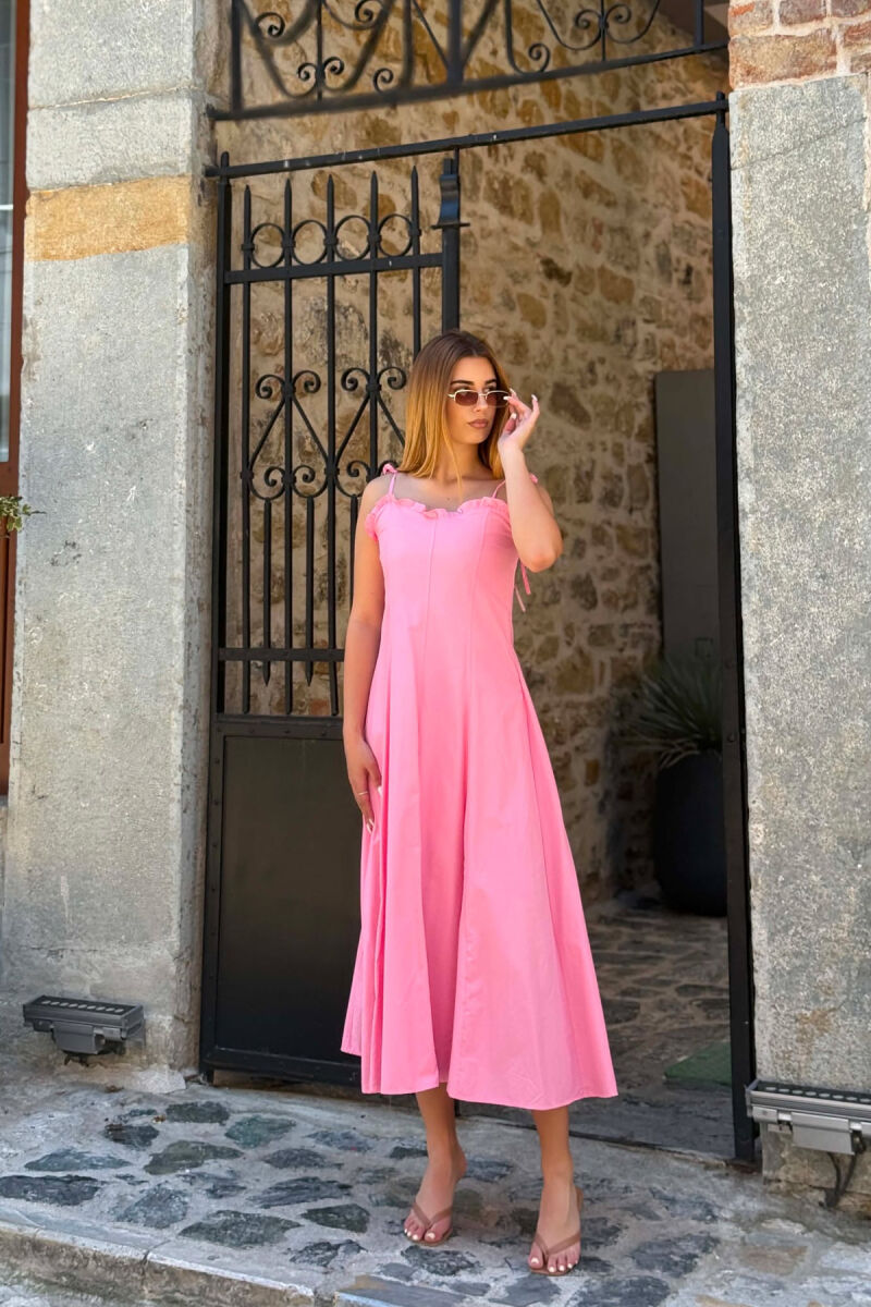 ONE COLOR THIN STRAPS WOMAN DRESS PINK/ROZE - 3