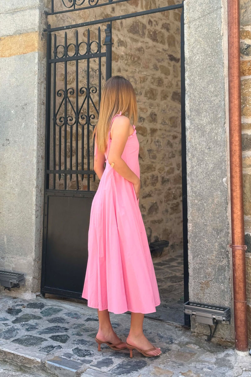 ONE COLOR THIN STRAPS WOMAN DRESS PINK/ROZE - 4