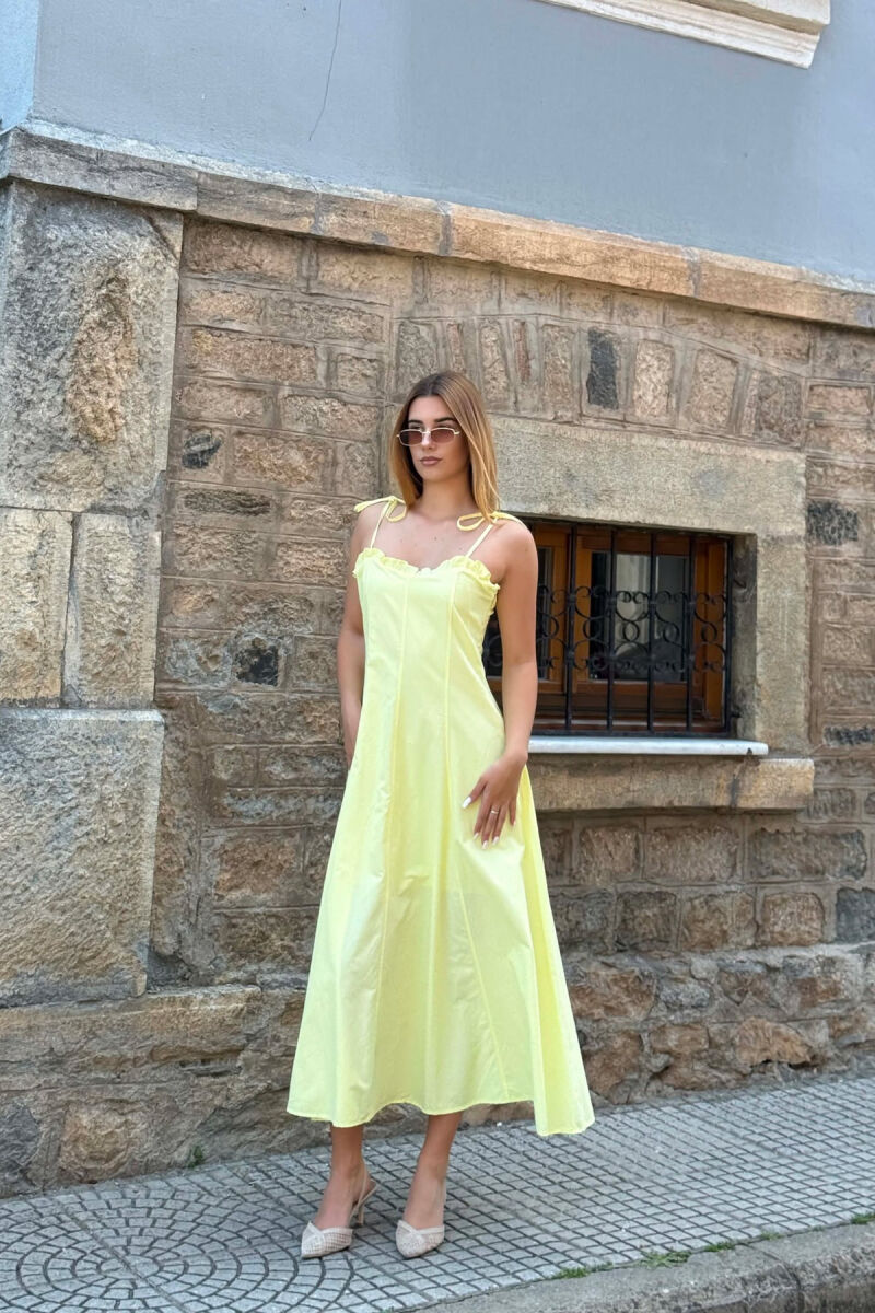 ONE COLOR THIN STRAPS WOMAN DRESS YELLOW/E VERDHE - 1