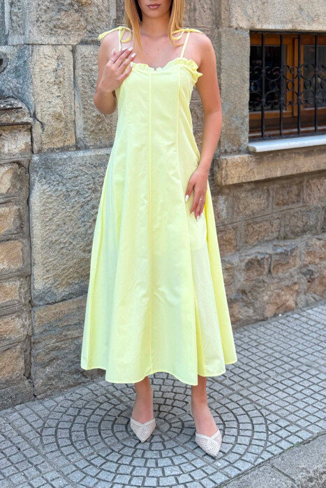 ONE COLOR THIN STRAPS WOMAN DRESS YELLOW/E VERDHE - 2