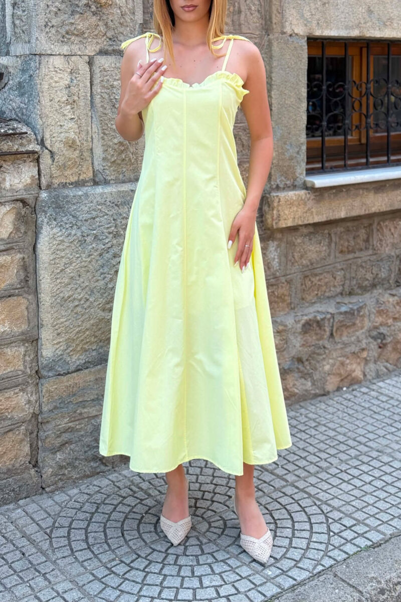 ONE COLOR THIN STRAPS WOMAN DRESS YELLOW/E VERDHE - 2