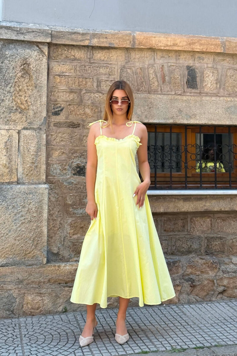 ONE COLOR THIN STRAPS WOMAN DRESS YELLOW/E VERDHE - 3
