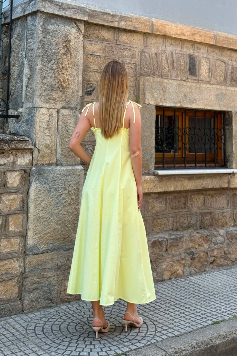 ONE COLOR THIN STRAPS WOMAN DRESS YELLOW/E VERDHE - 4