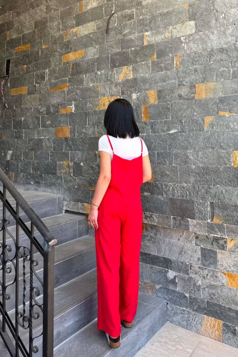 ONE COLOR THIN STRAPS WOMAN JUMPSUIT RED/E KUQE - 2