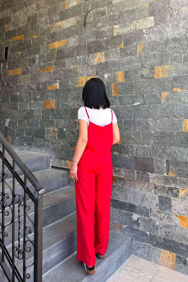 ONE COLOR THIN STRAPS WOMAN JUMPSUIT RED/E KUQE - 2
