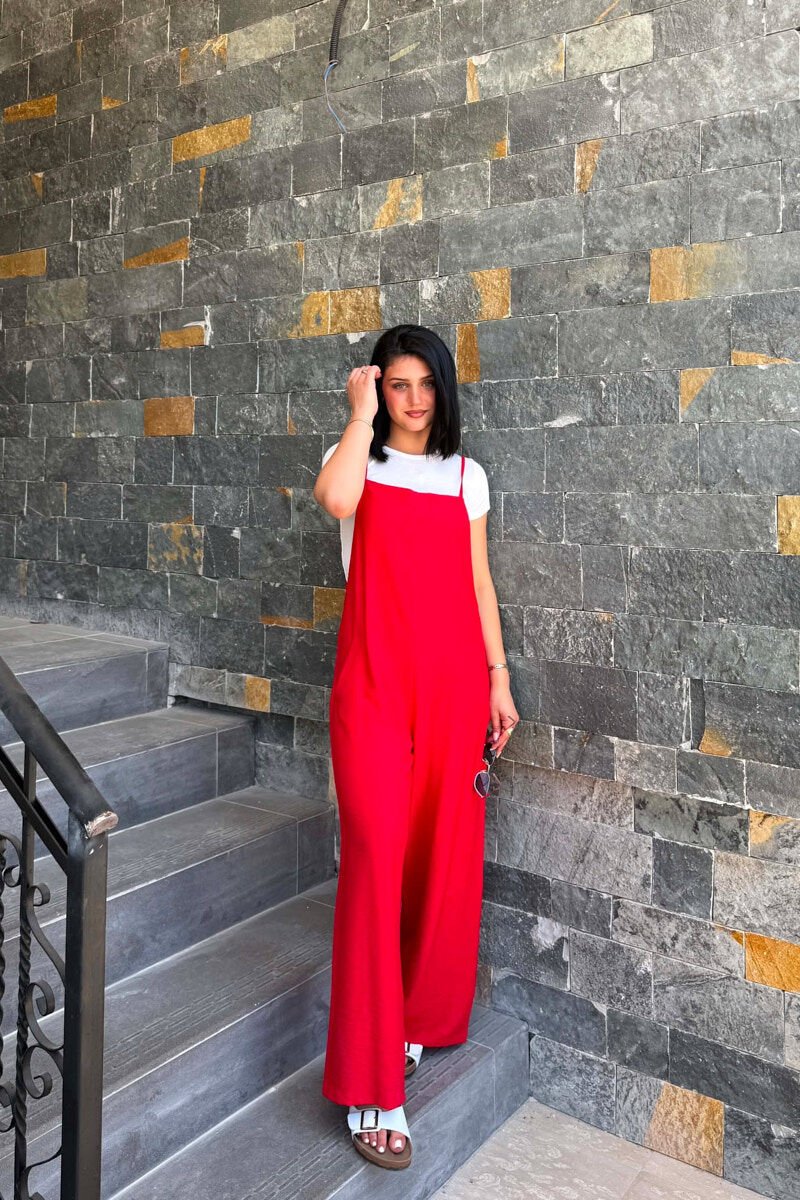 ONE COLOR THIN STRAPS WOMAN JUMPSUIT RED/E KUQE - 3