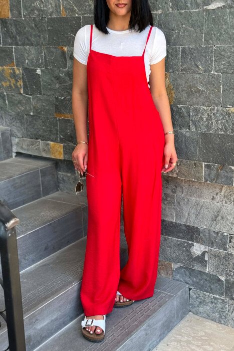 ONE COLOR THIN STRAPS WOMAN JUMPSUIT RED/E KUQE - 6