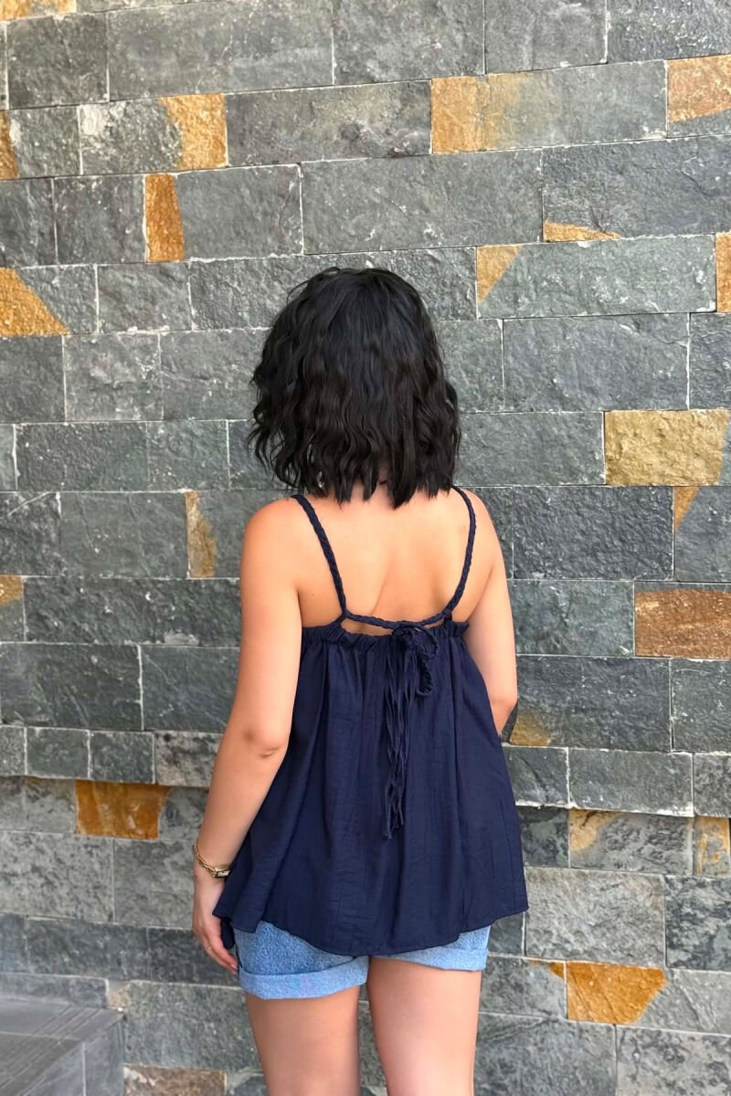 ONE COLOR THIN STRAPS WOMAN TANK TOP BLUE/BLU - 4