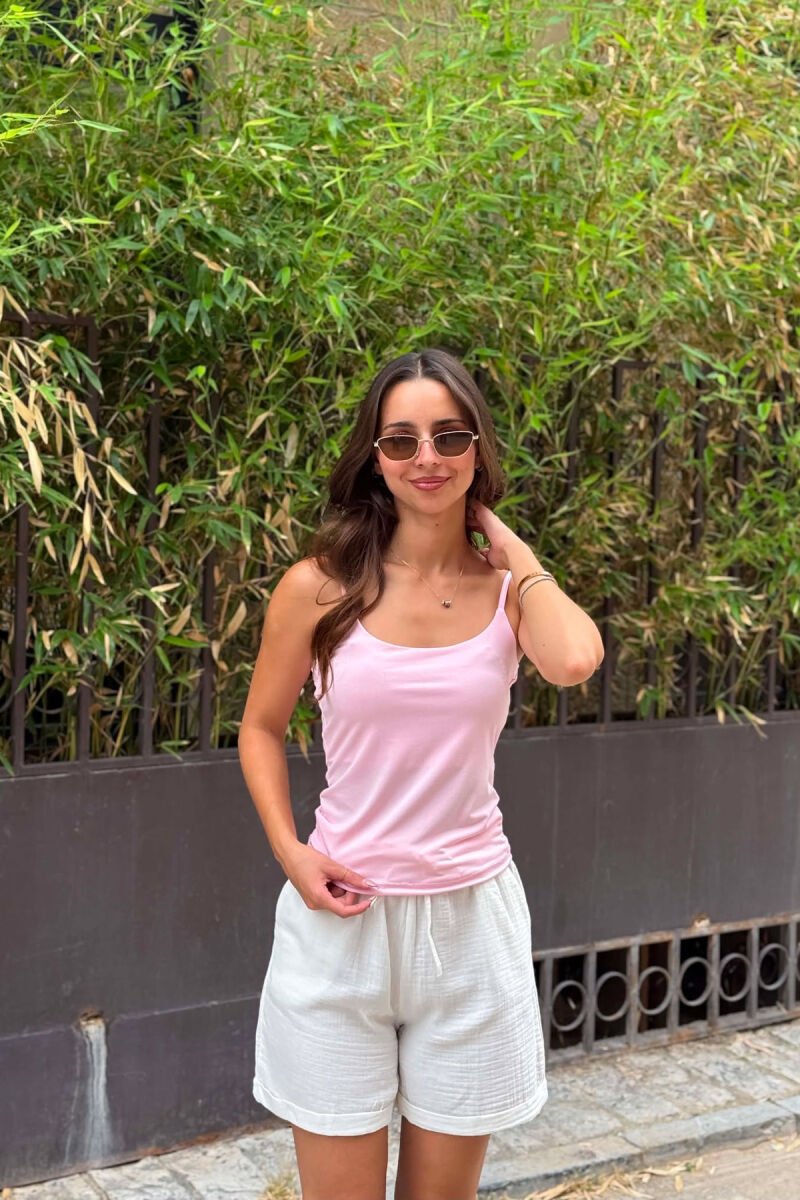 ONE COLOR THIN STRAPS WOMAN TANK TOP PINK/ROZE - 3